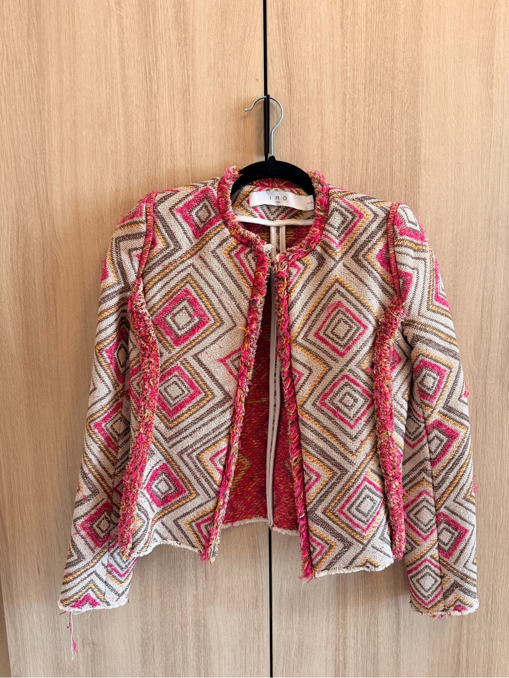 IRO Pink Geometric Tweed Cropped Blazer - Women